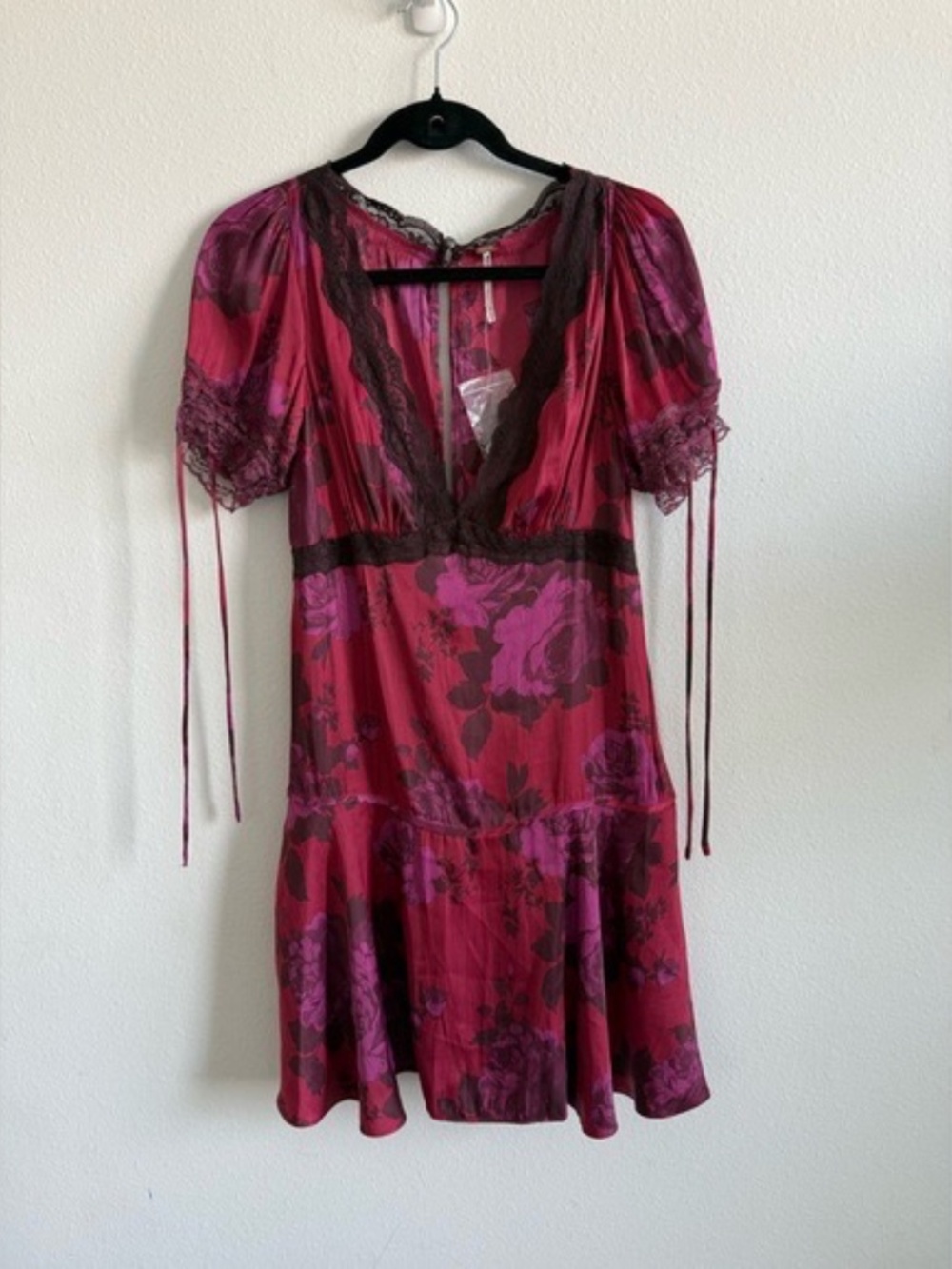 NWOT Free People Jos Floral Mini Dress Berry Combo, Size Medium - Picture 5 of 6